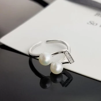 [MeiBaPJ]veľmi krásne hudobné poznámka krúžok prírodné sladkovodné perly šperky 925 sterling silver nastaviteľný krúžok pre ženy