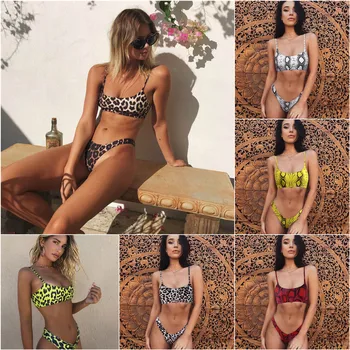 Melphieer dámske Plavky Sexi Leopard Tlač Bikini 2019 Brazílske Plavky Dva kusy Bikiny nastaviť Bather plavky celé plavky