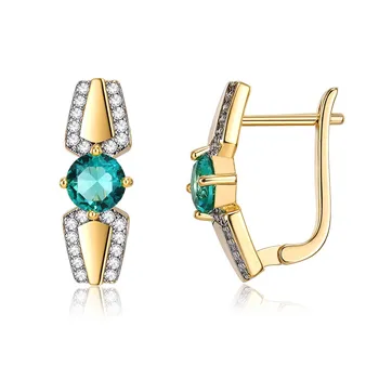 Meď zelená á zlatá farba oddelenie kolo zelený zirkón ucho klip roztomilý náušnice v uchu prstene pre ženy