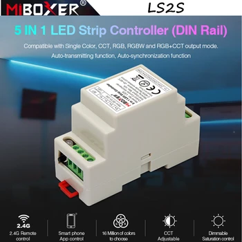 Miboxer LS2S DIN lištu 5 V 1 LED Pásy Radič Jeden CCT RGB RGBW RGB+SCS LED Pásy DC12V~24V Smart APP Spoločná anóda