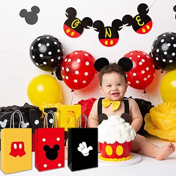 Mickey Mouse Strany Darčeková Taška s Držadlami pre Dieťa Narodeniny Dieťa a Party Oslavy Mickey Mouse Strany Candy Strana Dodávky