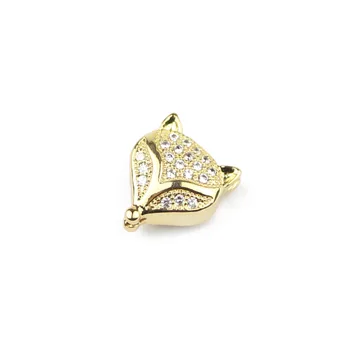 Micro Pave Zirkón Zmiešané Zlato Silvers Malé Fox Zvierat Kovovou Podložkou Voľné Kúzlo Guľôčok Pre Šperky, Takže Diy Náramok Accessoreise