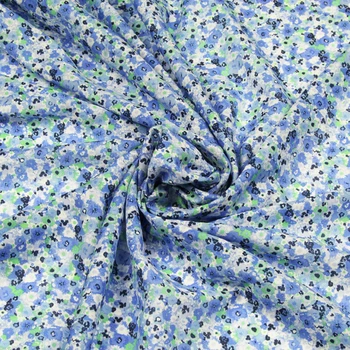 Mini modrá kvetina tlače hodváb bavlnená tkanina malá calico dizajn 12momme,SCT464