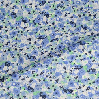 Mini modrá kvetina tlače hodváb bavlnená tkanina malá calico dizajn 12momme,SCT464