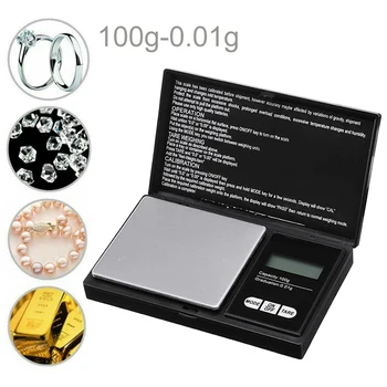 Mini Váži Šperky Rozsahu 100 g X 0.01 g Digitálne Váhy pre Presné Váženie Korenie Diamanty, Zlaté Mince Lieky