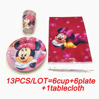 Minnie mouse poháre taniere plastový obrus slamky pre dieťa uprednostňuje Minnie narodeniny tému jednorázový riad sady
