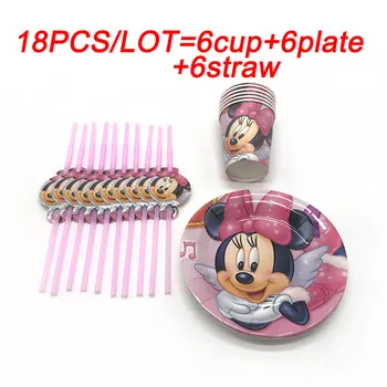 Minnie mouse poháre taniere plastový obrus slamky pre dieťa uprednostňuje Minnie narodeniny tému jednorázový riad sady