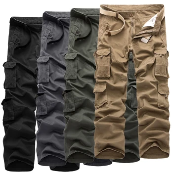 MIXCUBIC 2019 Multi-vrecko taktické nohavice mužov voľné bavlna prať nohavice mužov bežné vojenské cargo nohavice pre mužov,veľkosť 28-40
