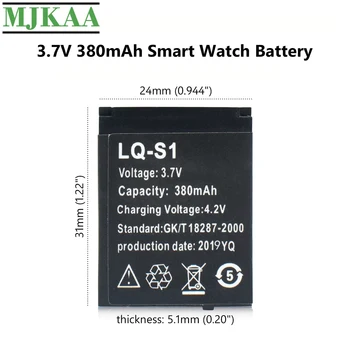 MJKAA 6/10PCS lq s1 3,7 V 380mAh Nabíjateľná Li-ion Polymérová Batéria Smart Hodinky Batérie pre DZ09 W8