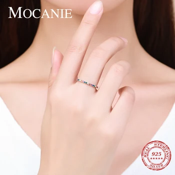 Mocanie Nové 925 Sterling Silver Veľkosť 5-9 Romantický Enamle Krúžok Multicolor CZ Prstene pre Ženy, Svadobné Zapojenie Vyhlásenie Šperky