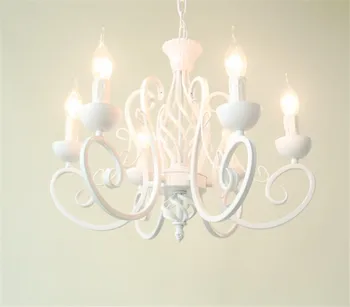 Moderné klasické Železa lampa modrá biele, ružové E14 sviečkach LED luster osvetlenie zariadenie obývacej izby, spálne, jedálne