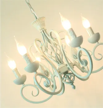 Moderné klasické Železa lampa modrá biele, ružové E14 sviečkach LED luster osvetlenie zariadenie obývacej izby, spálne, jedálne