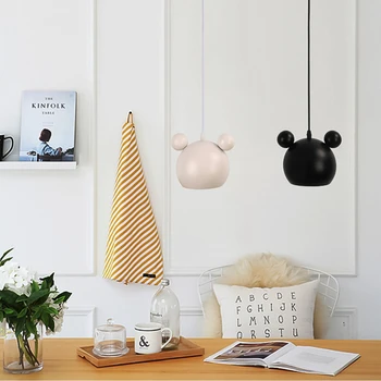 Moderné Mickey Prívesok Svetlá Farebné Železa Hanglamp Pre Jedáleň, Spálňa, Detská Izba Nordic Domova E27 Svietidlo Pozastavenie