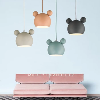 Moderné Mickey Prívesok Svetlá Farebné Železa Hanglamp Pre Jedáleň, Spálňa, Detská Izba Nordic Domova E27 Svietidlo Pozastavenie