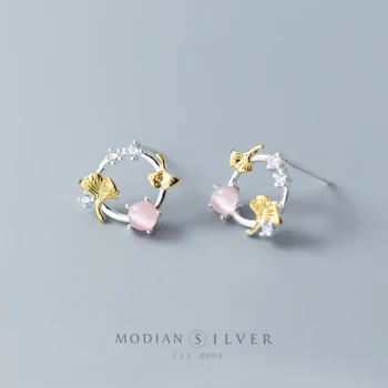Modian Rastlina, Kvet Stud Náušnice pre Ženy 925 Sterling Silver Módne Opal Ucho Kolíky Šperky s zátkové chrániče sluchu 2020 Šperky