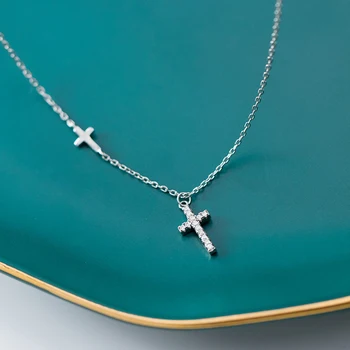 Modian Svieti CZ Hrubé Kríž Rýdzeho Striebra 925 Náhrdelník Prívesok pre Ženy Nastaviteľné Jednoduchý Náhrdelník Jemné Šperky Príslušenstvo
