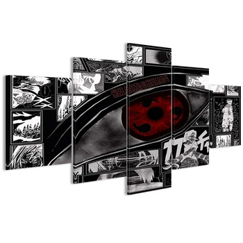 Modulárny Wall Art Obrazy na Plátne HD Vytlačené Anime Maľovanie Zarámované 5 Kusov Naruto Sharingan Plagát Moderného Domova Izba PENGDA