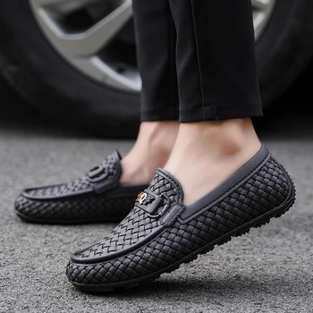 Mokasíny kožené topánky plátno topánky letné ležérne topánky pánske topánky formálne priedušná obuv módne topánky mäkké jediným ľahký