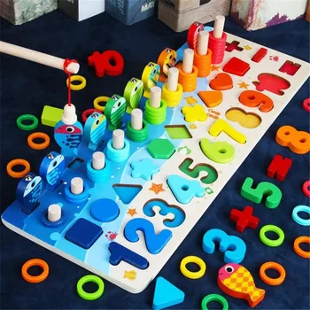 Montessori Vzdelávacích Hračiek, Drevených Predškolského Dieťa Poznanie Zápas Rada Matematiku Rybárske Čísla Skoro Vzdelávacie Hračka Počítanie Geometria