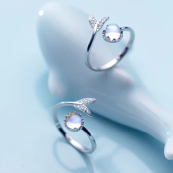 MosDream Morská víla s925 šterlingov strieborné prstene Blue Magic Vody Crystal Drahokam Krúžok pre ženy CZ Elegantné Dámske šperky Romantické