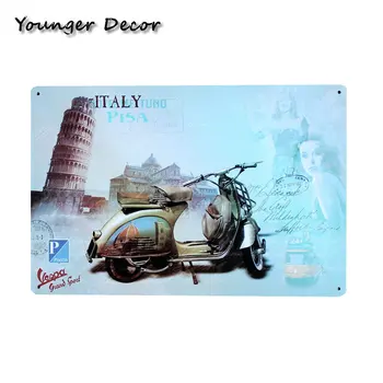 Motor Vaspa V Paríži, Londýne, New York, Taliansko Wall Art Vytlačí Tin Prihlásiť Vintage Kovové Plagát Cafe Bar, Pub Kávy, Žehlička Plakety YA064