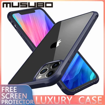 MUSUBO Luxusné Shockproof Silikónové Telefón puzdro Pre iPhone 11 Pro X XR XS Max 6 8 7 Plus SE 2020 Pevné Kontrast Farieb Jasné Pevného PC