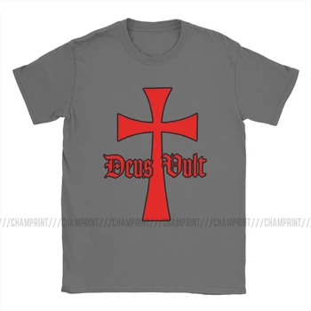 Muži Deus Vult S Templar Kríž Rytiera Templar, T Košele Krista, Meč Vojakov Čistej Bavlny Topy Krátky Rukáv Tees Dospelých T-Shirts