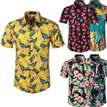Muži Havajské Košele Masculina Lete Košieľka Homme Košele Camisas Bežné Tlačené Kvetinový Krátky Rukáv Muž Pláži Havajské Košele