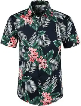 Muži Havajské Košele Masculina Lete Košieľka Homme Košele Camisas Bežné Tlačené Kvetinový Krátky Rukáv Muž Pláži Havajské Košele