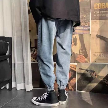 Muži Jeans Denim Plus Veľkosť 3XL Voľné Vytlačené Balíku Multi Vrecká Pevné kórejský Móda Voľný čas Hip-hop Mužské Nohavice In Nové Elegantné