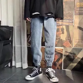 Muži Jeans Denim Plus Veľkosť 3XL Voľné Vytlačené Balíku Multi Vrecká Pevné kórejský Móda Voľný čas Hip-hop Mužské Nohavice In Nové Elegantné