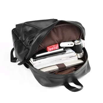 Muži Kožené Batohy Black Školské Tašky pre Dospievajúcich Chlapcov College Bookbag Notebook Batohy Cestovné Tašky mochila masculina