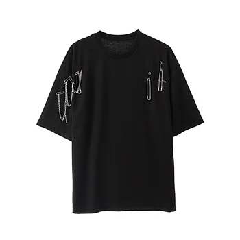 Muži Pin Krátky Rukáv Bežné T-shirt Muž Ženy Karajuku Streetwear Hip Hop, Punk Gotický Voľné Tee Tričko
