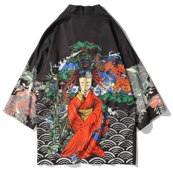 Muži Čínsky Štýl Bežné Cardigan Kimono Haori Literárny Japonské Kimono Yukata Male Plus Veľkosť Japonský Župan Voľné Kimomo
