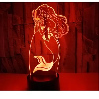 MYDKDJL 3D LED Nočné Svetlo pre morské panny s 7 Farieb Svetla, pre Domáce Dekorácie, Lampy Úžasné Vizualizácie Optické Ilúzie