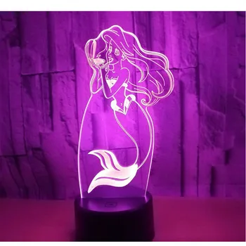 MYDKDJL 3D LED Nočné Svetlo pre morské panny s 7 Farieb Svetla, pre Domáce Dekorácie, Lampy Úžasné Vizualizácie Optické Ilúzie