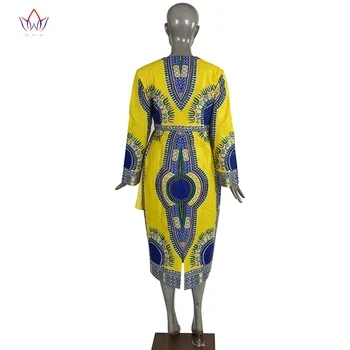 Móda 2019 jar Afrike Šaty pre ženy vestidos Tkaniny Tlače Elegantné Afrike Oblečenie Volánikmi Afriky Oblečenie BRW WY3582