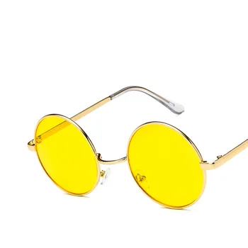 Móda Nové 2020 Okrúhle slnečné Okuliare Ženy Vintage Kovový Rám, Ružová, Žltá Šošovka Farebný Odtieň Slnečné Okuliare UV400 Oculos De Sol