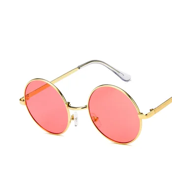 Móda Nové 2020 Okrúhle slnečné Okuliare Ženy Vintage Kovový Rám, Ružová, Žltá Šošovka Farebný Odtieň Slnečné Okuliare UV400 Oculos De Sol