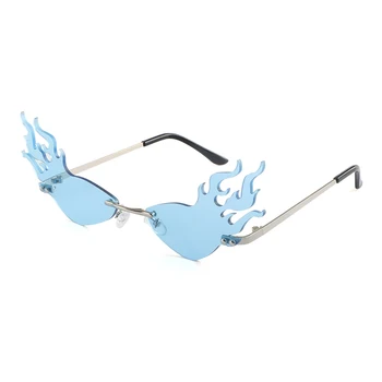 Móda Oheň, Plameň slnečné Okuliare Značky Dizajn Ženy Cat Eye Luxusné Slnečné okuliare, bez obrúčok Slnečné Okuliare Okuliare UV400 Odtiene Oculos de sol