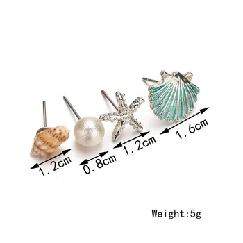 Móda Pláži Stud Náušnice Sada pre Ženy Trendy Shell Hviezdice Imitácia Pearl Náušnice Veľkoobchod Šperky