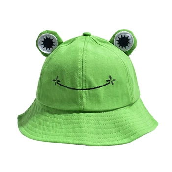 Móda zelená žaba vedierko hat leto, jeseň girl bavlna panamský klobúk vonkajšie turistika povodí klobúk pláži rybársky klobúk mužov slnko klobúk Bob