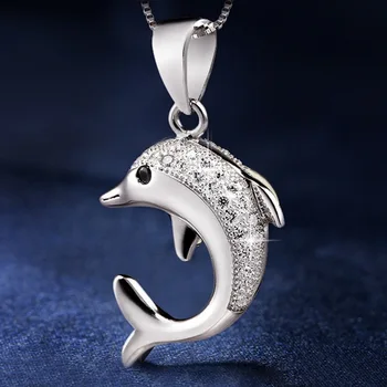 Módne šperky plný zirkón dolphin náhrdelník doprava zadarmo Dĺžka reťazca 45 cm valentínsky darček