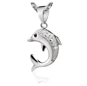Módne šperky plný zirkón dolphin náhrdelník doprava zadarmo Dĺžka reťazca 45 cm valentínsky darček