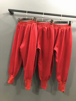 Na Jar Roku 2020 Nové Červené Tepláky Streetwear Žena V Pohode Bočné Zips Vysoký Pás Voľné Športové Nohavice Voľný Čas Študentov Nohavice