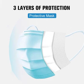 NA SKLADE Jednorazové pleťové Masky Mascarillas 3-Vrstvou Proti Prachu Netkaných Elastické Strmeň Priedušná Chrániť Filter Prachotesný Maska
