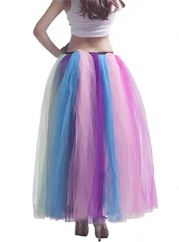 Na sklade Ženy Spodnička Rainbow Dlho Poschodí Dĺžka 100 cm Svadobných Doplnkov Tylu underskirt Riadok bridesmaid, Spodnička Sukne