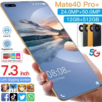 Najnovšie HUAWE Mate40 Pro+ Globálna Verzia Smartphone 7.3 Palcový 4k HD Displej, Deca Core 6000mAh Dual Sim Karta 12 GB 512 gb diskom Mobilný Telefón
