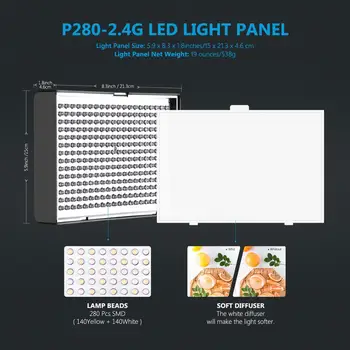 Neewer 2-Pack 2.4 G LED Video Osvetlenie Auta: Bi-Color CRI 95+ 280 LED Panel s 2 M Ľahké Stojan, LCD Displej, 2.4 Diaľkové G
