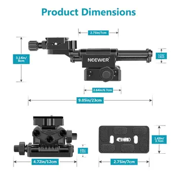 Neewer Pro 4-Way Makro Zameranie Zameranie Železničnej Jazdca s 1/4-Palcový Rýchle Čistenie Doska Pre Canon Nikon Pentax Olympus, Sony, a Iné